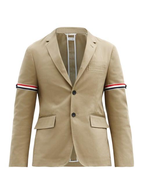 Matchesfashion.com Thom Browne - Tricolour-stripe Single-breasted Cotton Blazer - Mens - Beige