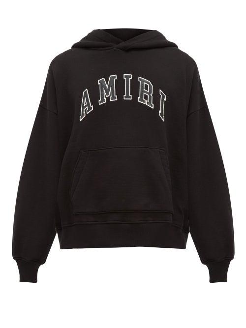 Matchesfashion.com Amiri - College Appliqu Logo Cotton Hooded Sweatshirt - Mens - Black