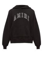 Matchesfashion.com Amiri - College Appliqu Logo Cotton Hooded Sweatshirt - Mens - Black