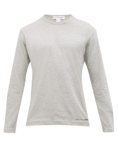 Matchesfashion.com Comme Des Garons Shirt - Logo Print Cotton Top - Mens - Grey