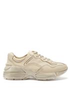Matchesfashion.com Gucci - Rhyton Worn Effect Low Top Leather Trainers - Womens - Cream