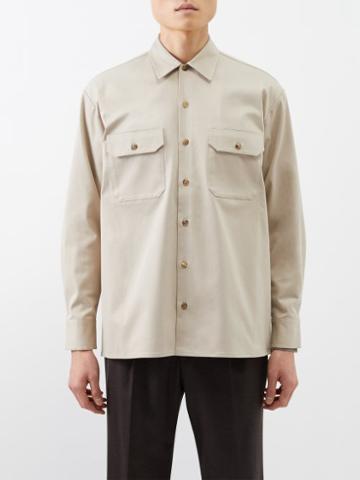 Ghiaia Cashmere - Flap-pocket Cotton-twill Shirt - Mens - Beige