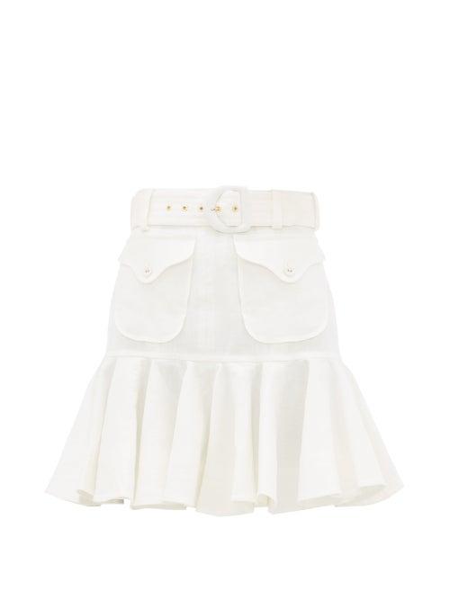 Matchesfashion.com Zimmermann - Super Eight Ruffled Linen Skirt - Womens - Ivory