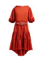 Matchesfashion.com Love Binetti - Simple Minds Belted Tiered Cotton Dress - Womens - Dark Orange