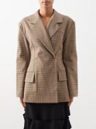 A.w.a.k.e. Mode - Deconstructed Checked Cotton-blend Blazer - Womens - Brown Print