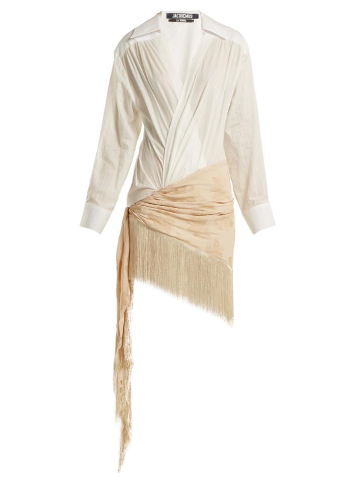 Jacquemus Plunge-neck Twisted Crepe And Cotton Dress