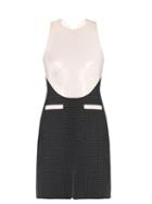 Courrèges Faux-leather Bodice And Hound's-tooth Wool Dress