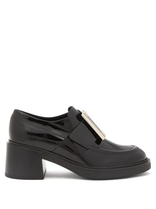 Matchesfashion.com Roger Vivier - Viv Rangers Buckled Patent-leather Loafers - Womens - Black