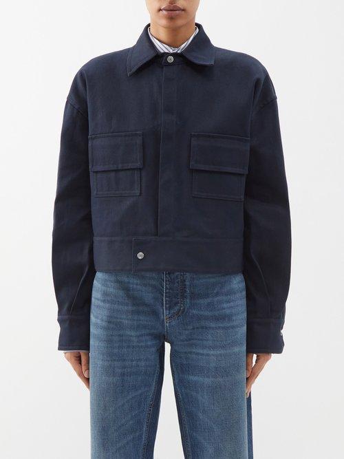 Sa Su Phi - Lorenza Cotton-gabardine Cropped Jacket - Womens - Navy