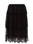 Matchesfashion.com Simone Rocha - Tiered Lace Midi Skirt - Womens - Black