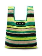 Ladies Bags Marni Market - Logo-patch Stripe-crochet Tote Bag - Womens - Green Multi