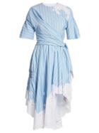 Matchesfashion.com Jonathan Simkhai - Striped Cotton And Silk Blend Dress - Womens - White/blue