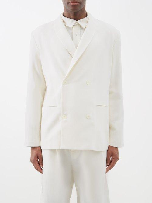 Albus Lumen - Double-breasted Shawl-lapel Merino-blend Jacket - Mens - Cream