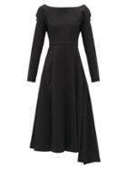 Matchesfashion.com A.w.a.k.e. Mode - Boat-neck Asymmetric Cotton Dress - Womens - Black