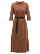 Matchesfashion.com Albus Lumen - Taza Belted Cotton Blend Dress - Womens - Brown