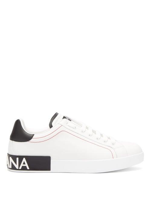 Matchesfashion.com Dolce & Gabbana - Portofino Logo Low Top Leather Trainers - Mens - White Multi