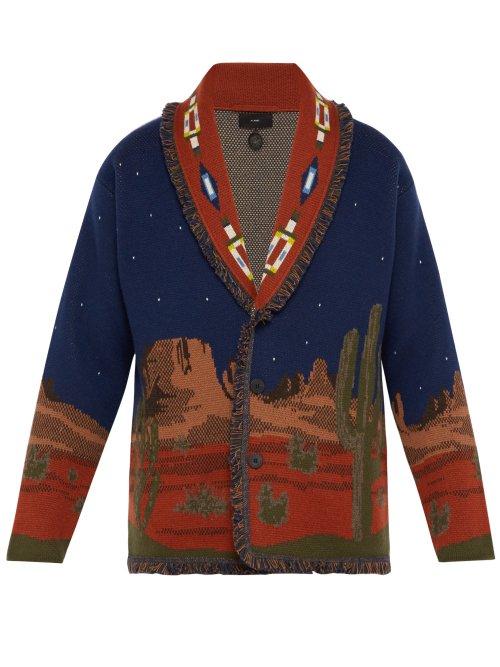 Matchesfashion.com Alanui - Midnight Landscape Cashmere Cardigan - Mens - Brown Multi