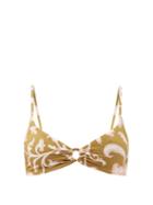 Matchesfashion.com Cala De La Cruz - Alexa Ring-embellished Floral-print Bikini Top - Womens - Green Multi