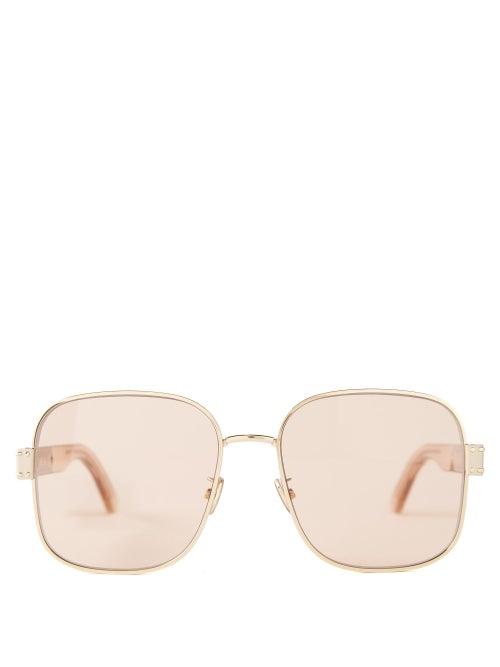 Dior - Signature 5su Square Metal Sunglasses - Womens - Pink Gold