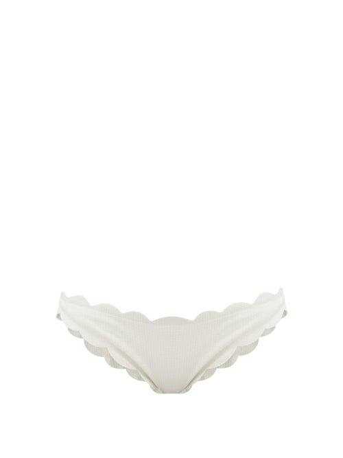 Matchesfashion.com Marysia - Antibes Scalloped-edge Bikini Briefs - Womens - White