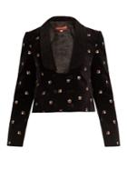 Alexachung Floral-embroidered Cropped Cotton-velvet Jacket