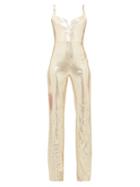 Matchesfashion.com Galvan - Galaxy Sequinned Jumpsuit - Womens - Light Gold