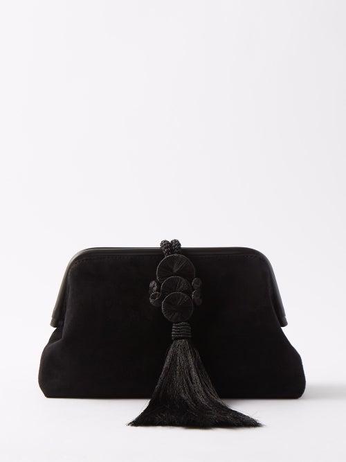 Serena Uziyel - Alessa Suede Tassel Clutch - Womens - Black