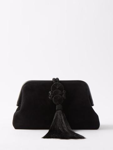 Serena Uziyel - Alessa Suede Tassel Clutch - Womens - Black