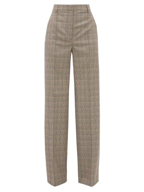 Matchesfashion.com Stella Mccartney - Prince Of Wales Check Wool Wide Leg Trousers - Womens - Grey Multi