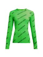 Matchesfashion.com Balenciaga - Diagonal Logo Printed Ribbed Knit Top - Womens - Green Multi