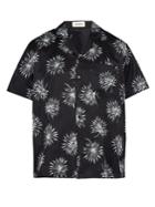 Commas Palm-print Short-sleeved Silk-blend Shirt