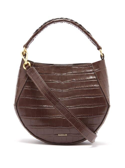 Matchesfashion.com Wandler - Corsa Python Effect Leather Mini Tote - Womens - Dark Brown
