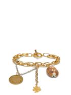 Matchesfashion.com Marine Serre - Upcycled Shell And Coin Charm Chain Bracelet - Womens - Gold
