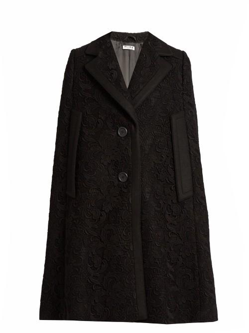 Miu Miu Notch-lapel Guipure-lace And Wool Cape