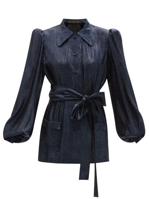 Matchesfashion.com The Vampire's Wife - The Penitent Wool-blend Lam Blouse - Womens - Navy