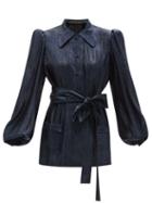 Matchesfashion.com The Vampire's Wife - The Penitent Wool-blend Lam Blouse - Womens - Navy