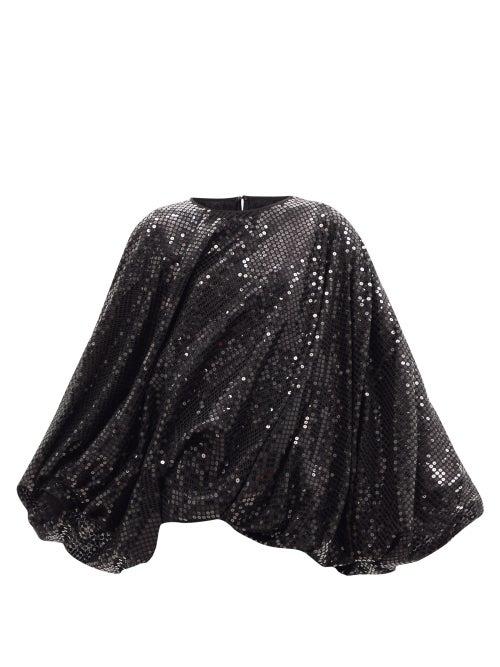 Matchesfashion.com Junya Watanabe - Bubble-hem Asymmetric Sequinned Top - Womens - Black