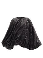 Matchesfashion.com Junya Watanabe - Bubble-hem Asymmetric Sequinned Top - Womens - Black