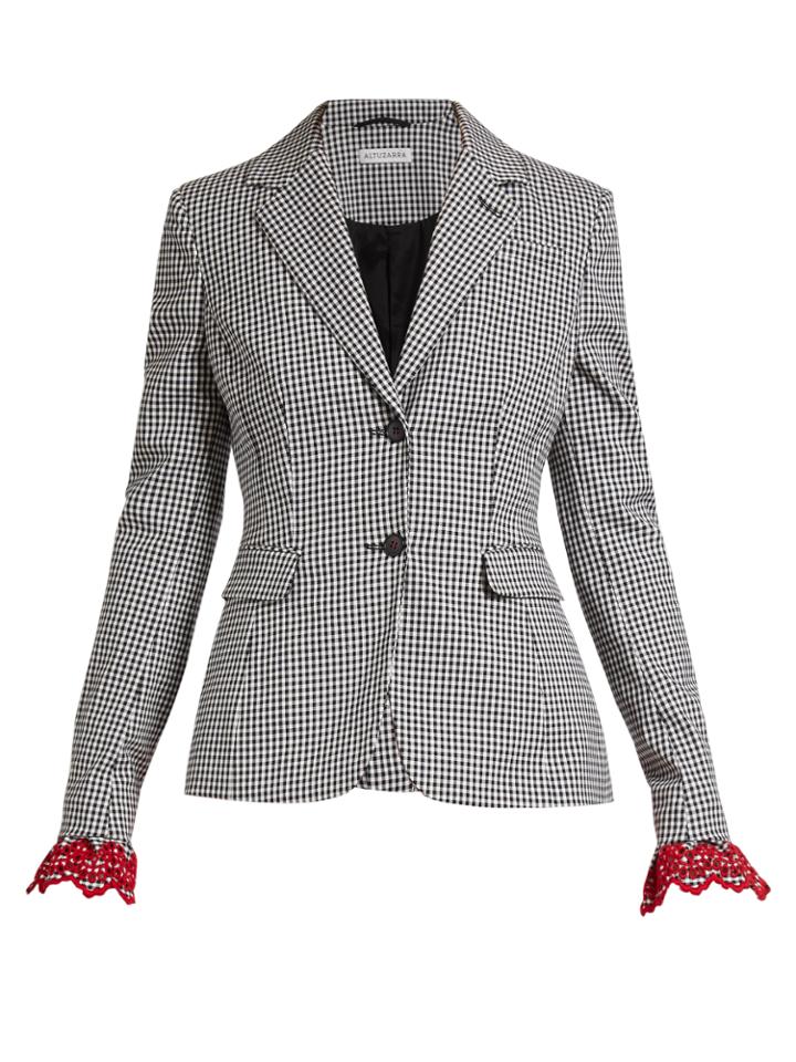 Altuzarra Fenice Ruffled-cuff Gingham Blazer