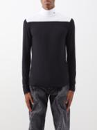 Raf Simons - Bi-colour Silk-jersey Roll Neck Sweater - Mens - Black White