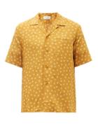 Mens Rtw Saint Laurent - Cuban-collar Floral-print Short-sleeved Shirt - Mens - Yellow