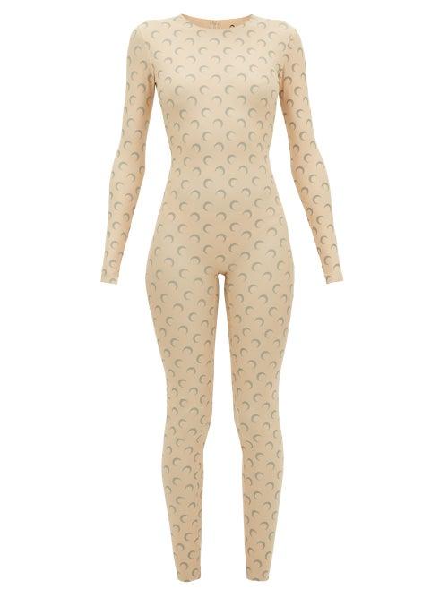Matchesfashion.com Marine Serre - Reflective Moon Print Jumpsuit - Womens - Beige