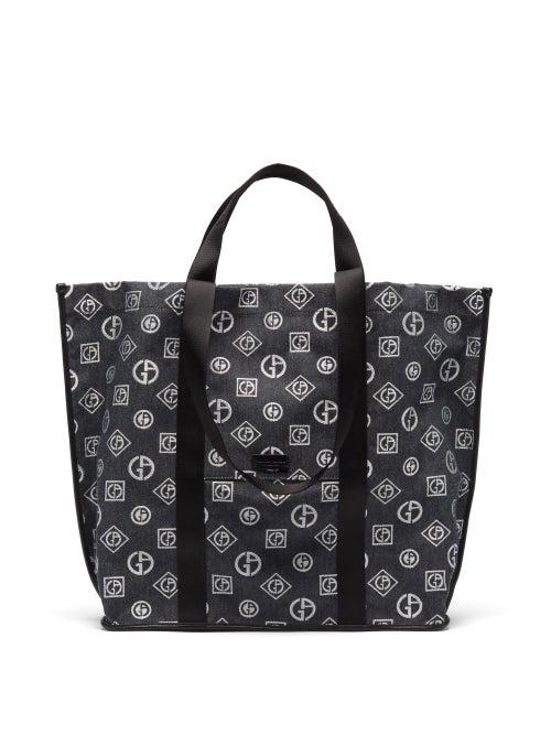 Matchesfashion.com Giorgio Armani - Logo-jacquard Denim Tote Bag - Mens - Denim