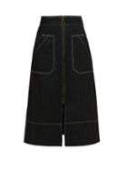 Matchesfashion.com Ssone - Oak A Line Denim Midi Skirt - Womens - Black