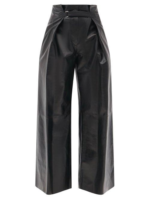 Matchesfashion.com Jil Sander - Belted High-rise Leather Wide-leg Trousers - Womens - Black
