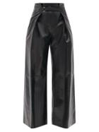Matchesfashion.com Jil Sander - Belted High-rise Leather Wide-leg Trousers - Womens - Black