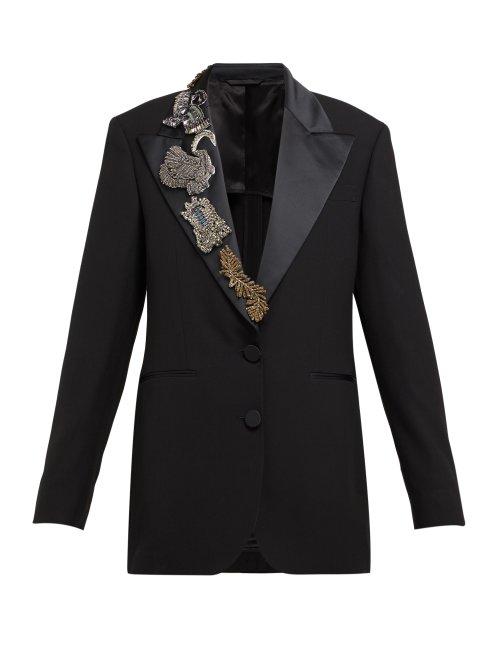 Matchesfashion.com Acne Studios - Crystal Embellished Twill Blazer - Womens - Black