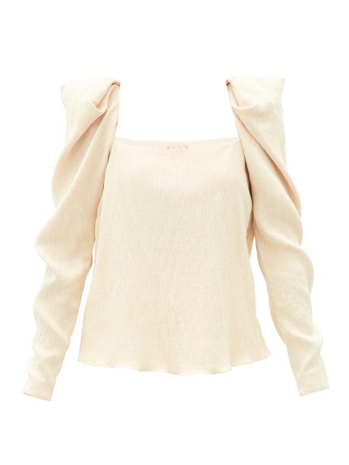 Matchesfashion.com Johanna Ortiz - Grass Like Sand Crinkled-crepe Top - Womens - Cream