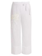 Matchesfashion.com Lila Eugnie - 1834 Lace Panel Cropped Voile Trousers - Womens - White