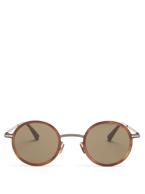 Matchesfashion.com Mykita - Eetu Round Metal & Acetate Sunglasses - Mens - Brown